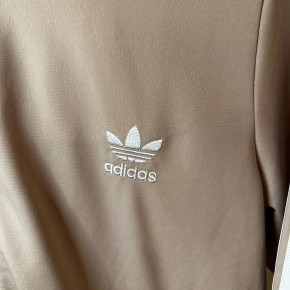 Adidas Beige Track Jacket with White Stripes - Picture 2 of 6